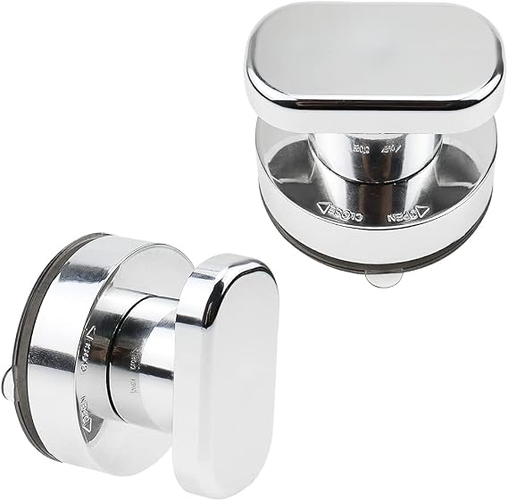 2 Piece Suction Cup Door Handle with Strong Suction Glass Door Handles | Suction Cup Knobs Window Handles Drawer Glass Door Drawer Cabinet Wardrobe Refrigerator Door Balcony Doors - Silver