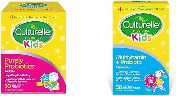 Culturelle Kids Purely Probiotics Packets Daily Supplement & Kids Complete Chewable Multivitamin + Probiotic for Kids
