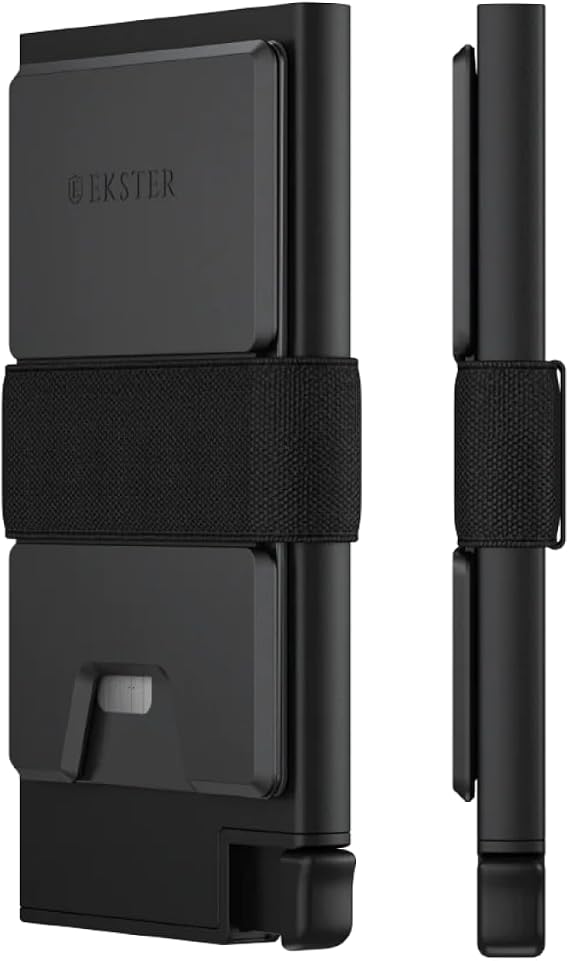 Ekster Aluminum Cardholder Wallet for Men | Slim Wallet for Men | Metal Wallets with RFID Blocking Layer | Minimalist Aluminum Wallet with Push Button for Quick Card Access (Matte Black) | Metal Aluminum Wallet for Men - RFID Blocking Layer, Ultra-Thin,Minimalist,Push Button,Swift Card Access,Expandable,Trackable