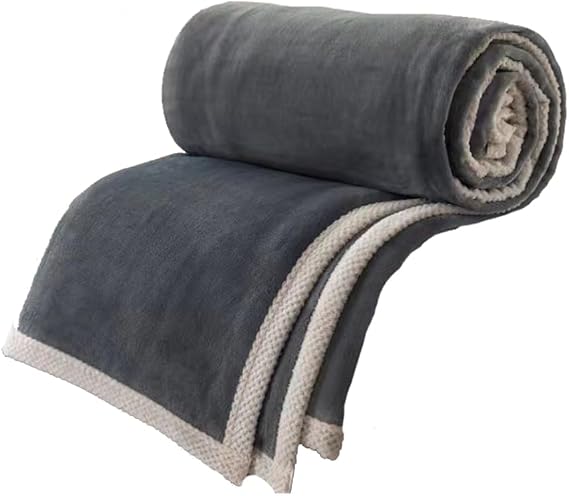 Fleece Blanket Throws, Soft Fuzzy Plush, Luxury Flannel Lap Blanket, Super Cozy and Comfy for All Seasons (Gray,100 * 150cm)