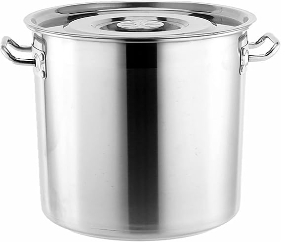 Stainless Steel Large Stock Pot Durable with Handles, Stainless Steel Cooking Stock Pot Casserole with Lid Induction Base, Silver,45 * 26cm,45 * 26cm(30 * 20cm)