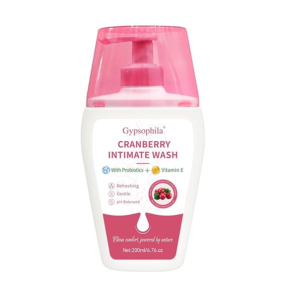 Cranberry Feminine Wash For Intimate Area Hygiene,pH Balance and Vitamin E for Vaginal wash,Non-Irritating,6.76 Fl Oz