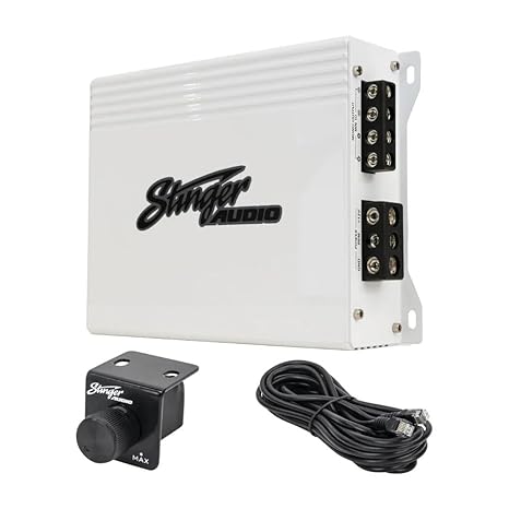 Stinger Audio MT-1000.1M Compact Marine Class D Monoblock 1000W RMS Subwoofer Amplifier with Bass Boost & Subwoofer Level Knob Controller for Boats, Pontoons, or 4x4 Off-Road Vehicle Car Audio Systems
