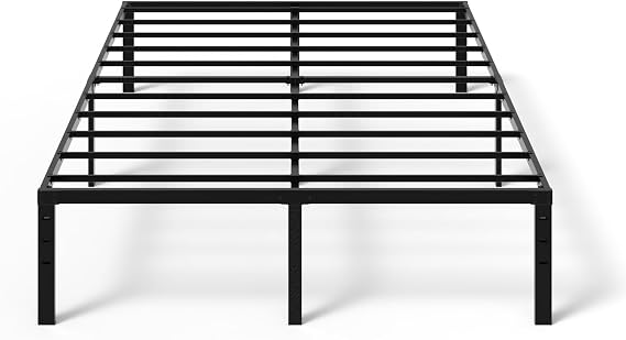 Bonnlo 14 Inch Metal Platform Full Bed Frame, Double Bed Base Mattress Foundation Replacement,Heavy Duty Steel Slat Support,No Box Spring Needed,Black