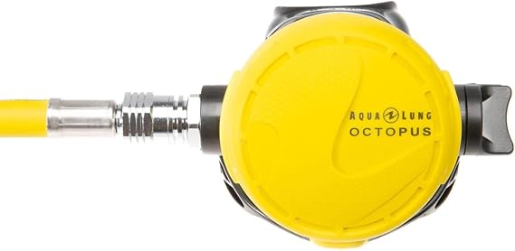 Aqualung Calypso/Titan Octopus | Durable Easy-Breathing Cold & Warm Water Scuba Diving Unbalanced Second Stage with 1m High-Visibility Yellow Hose, Comfobite & Interchangeable Mouthpiece