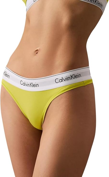 Calvin Klein Women's Modern Cotton Thong Panty - F3786 (Kewl Lime, Medium)