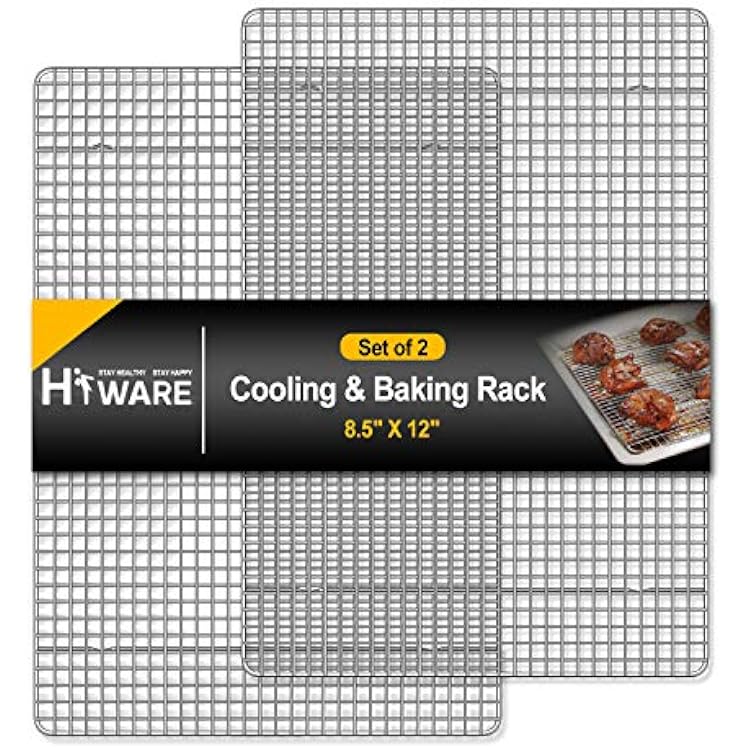 Hiware 2-Pack Cooling Racks for Baking - 8.5 x 12 - Quarter Size - Stainless Steel Wire Cookie Rack Fits Quarter Sheet Pan, Oven Safe for Cooking, Roasting, Grilling