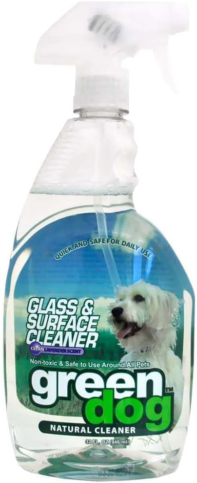 Green Dog Natural Glass and Surface Cleaner Spray - Organic, Chemical Free, Non-toxic, No Fillers, Safe to Use Around All Pets - Lavender Scent, 32 oz