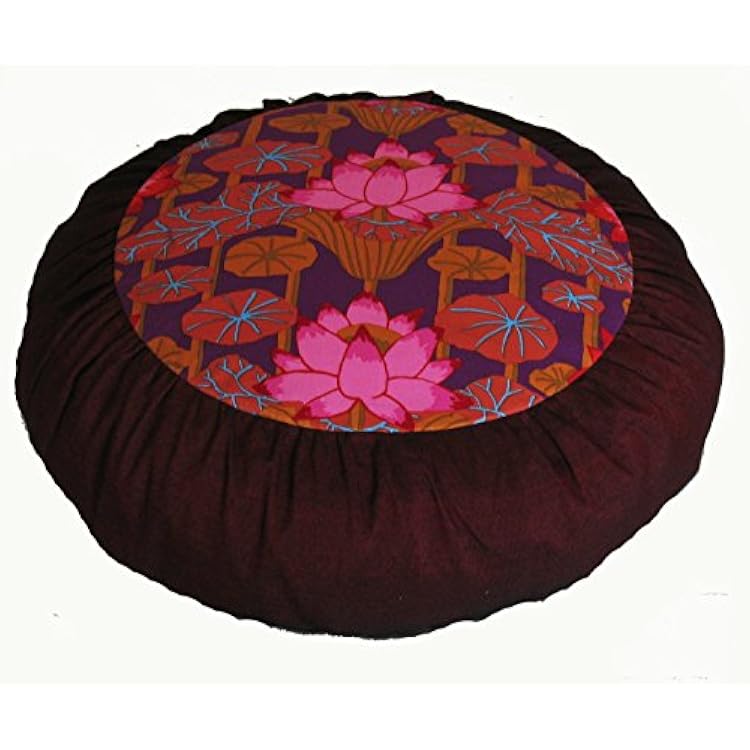 Meditation Cushion Zafu - Limited Edition - Buddhas Flower Lotus Lake PinkBurgundy
