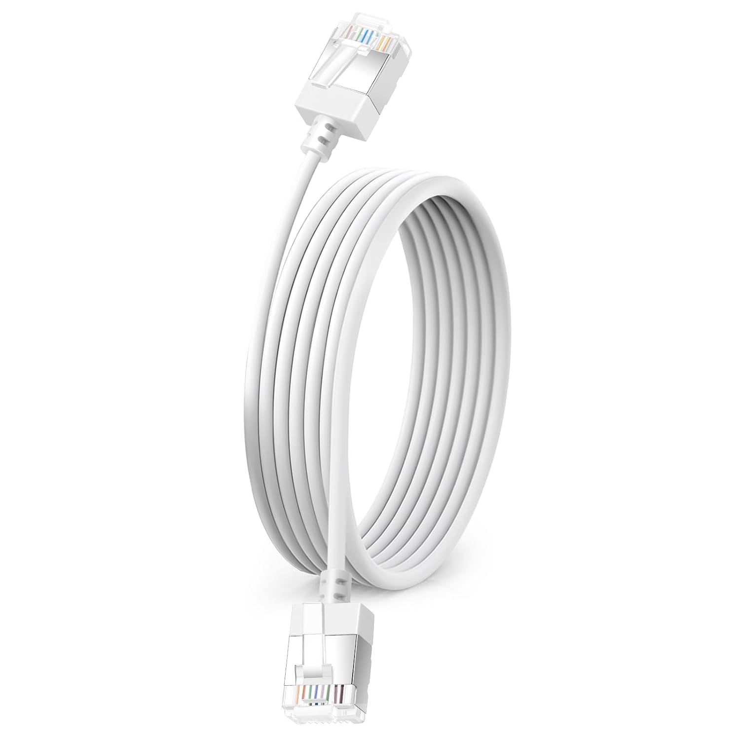 Ultra Slim Cat 6 Ethernet Kabel 10 M flexibles Rj45 Cat 6a LAN Kabel Gigabit für PC Router Ps4/5 (Weiß)