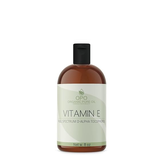 OPO Vitamin E Oil - Pure Full Spectrum D-Alpha Tocopherol Derived from Wheat Germ, Soy-Free for Hair Skin Face Body Nails Cuticles Antioxidant (8 oz)