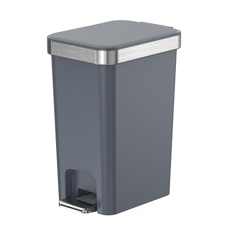 2.6 Gallon Small Bathroom Trash Can with Lid Foot Pedal,Dark Gray