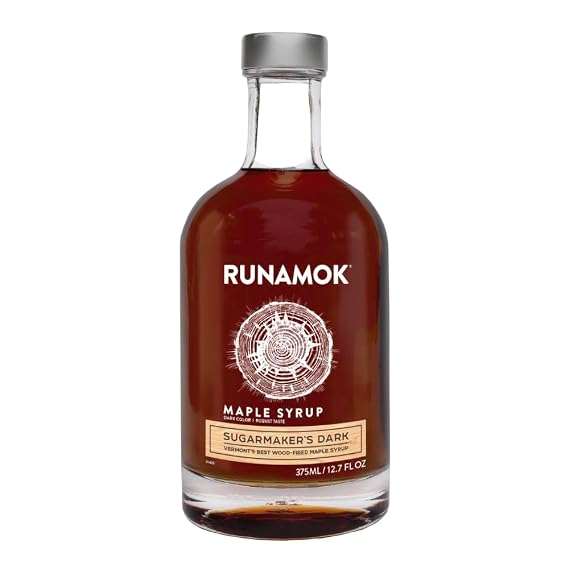 Runamok Maple Syrup Sugarmaker's Dark - Grade A Vermont Maple Syrup, Dark Color, Robust Taste | Pure Wood Fired Maple Syrup & 100% Natural | Classic Breakfast & Pancake Syrup | 12.68 Fl Oz (375mL)
