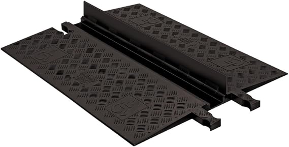 Checkers 1 Channel Low Profile Drive Over Cable Protector with Built in ADA Compliant Ramp, Heavy Duty Loads up to 46,000 Pounds, Polyurethane Construction, Black/Black, GD1X75-B/B