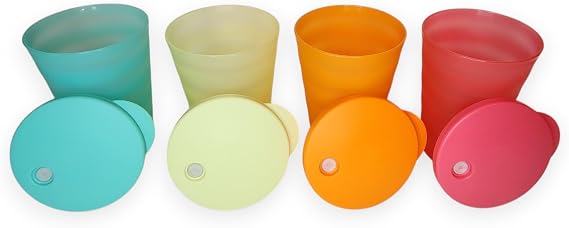 Tupperware Impressions Tumblers 16 oz Set of 4 with Dripless Straw Seals in Mint, Lemon, Tangerine, and Raspberry Dishwasher Safe and BPA Free