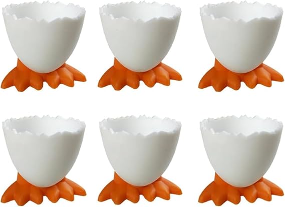 6 Pcs Egg Cups Soft Plastic Cartoon Egg Holders Fun Duck Feet Shaped Egg Tray for Breakfast Brunch Soft Boiled Egg, YEEKIDAIJ-01458