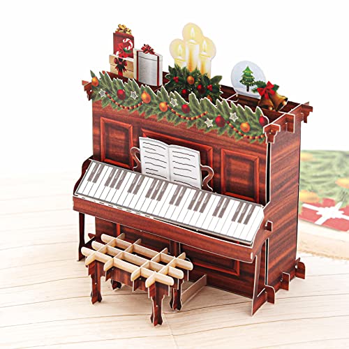 Liif Christmas Piano 3D Greeting Pop Up Christmas Card For Family, Religious, Joy, Peace, Music, Holiday Card, Winter...