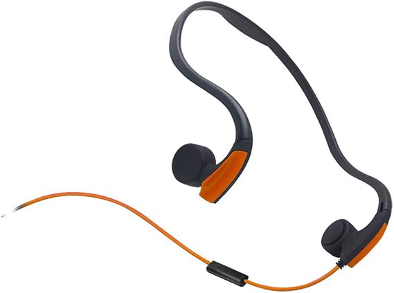 Wired Open-Ear Bone Conduction Headphones with Microphones - 3.5Mm Outdoor Sports Lightweight Stereo Noise Reduction Headsets, for Gym Running Cycling,Orange