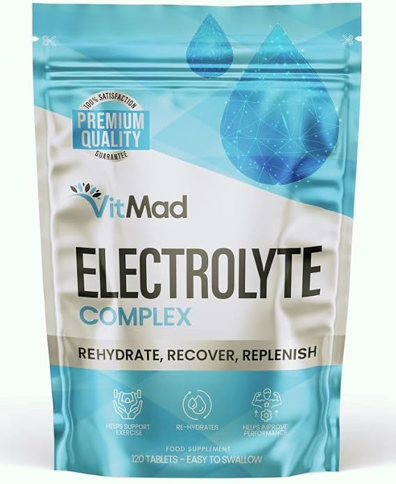Electrolyte Pro Tablets 120 with Potassium, Calcium, Magnesium and Sodium | Salt Replacement, Cramp & Hydration Recovery | Salt Tablets | Vegan