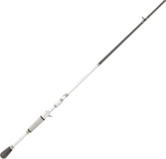 Lew's MACH 1 Casting Rod, 2pc IM7 Graphite Rod Med Power/Mod-Fast Action | Winn Dri-Tac Split-Grip, Graphite Skeletal Reel Seat, White/Black/Green