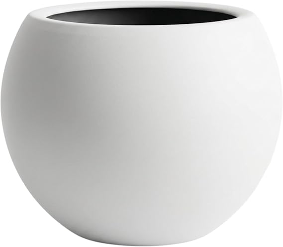 ZEVLİ Modern Küre Saksı 7L - İskandinav Tarzı, Orta Boy Dekoratif Salon ve Bahçe Saksısı (Beyaz)