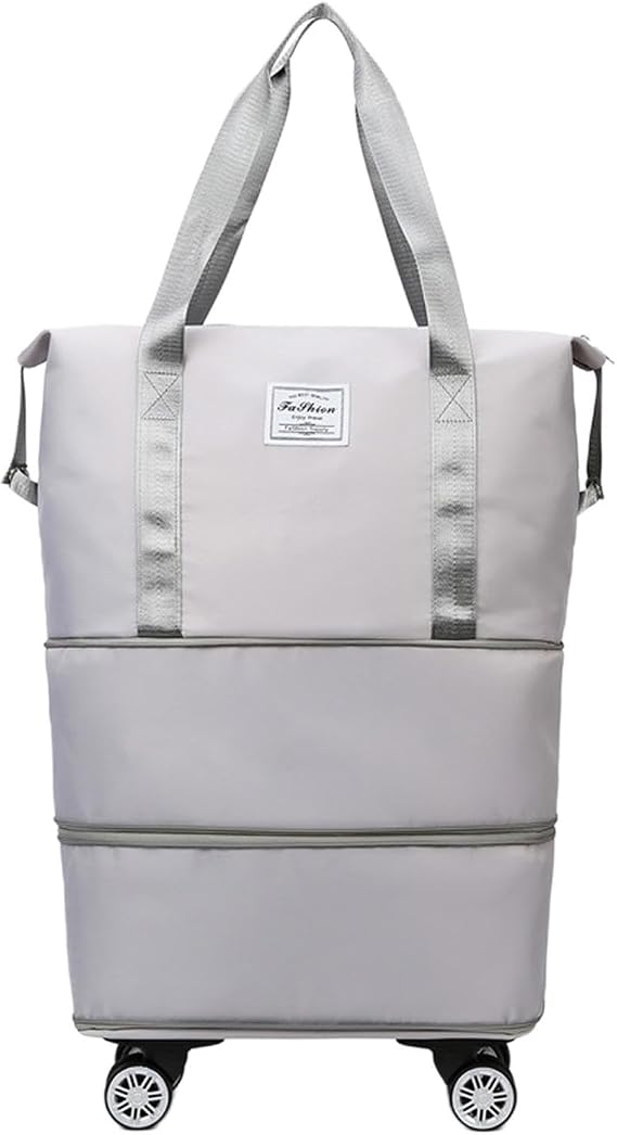 Travel Luggage Bag with Wheels, Expandable Travel Duffel Bag with Wheels for Men Women, Lightweight Wheeled Duffle Bag Weekend Bag Foldable Rolling Duffle Bag - 40x22x32cm
