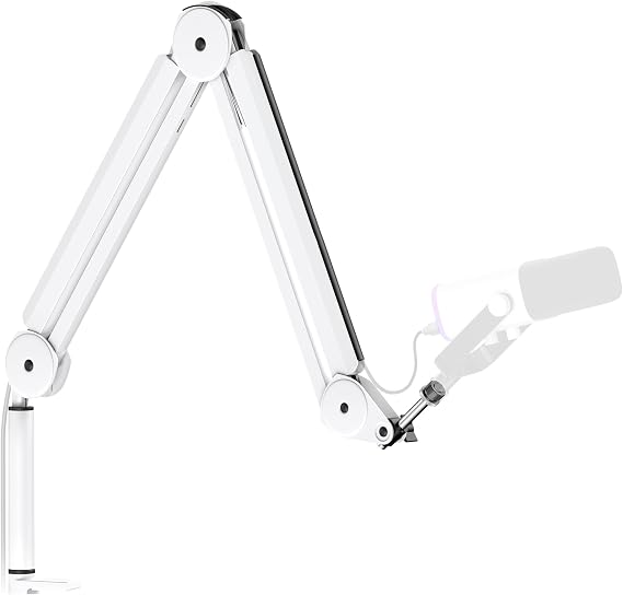 InnoGear Mic Arm Microphone Boom Arm Cable Management for Blue Yeti, White