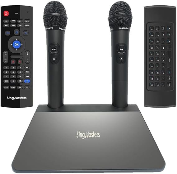 MagicSing SM-900 PRO English Karaoke Machine,13K English Songs,Android TV Smart Karaoke,Dual Wireless Mics,Wi-Fi,YouTube Karaoke Singing,Video Recording,Apps,Playstore