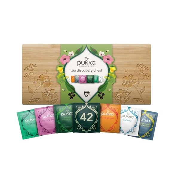 Pukka Limited Edition Discovery Chest, Premium Selection of Infused Organic Teas,  in Gift Ready Bamboo Box, Exquisite Herbal Teabag Assortment, Ideal for Tea & Infusion Lovers, 42 Assorted Bags