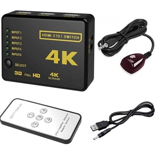 Hdmi Switch 4k Ultra Hd Supported Switch with 5 Port Multiplexer Control