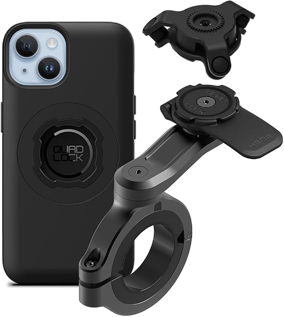 Quad Lock Motorcycle Handlebar Phone Mount PRO - Large with Vibration Dampener and MAG Phone Case for iPhone 14