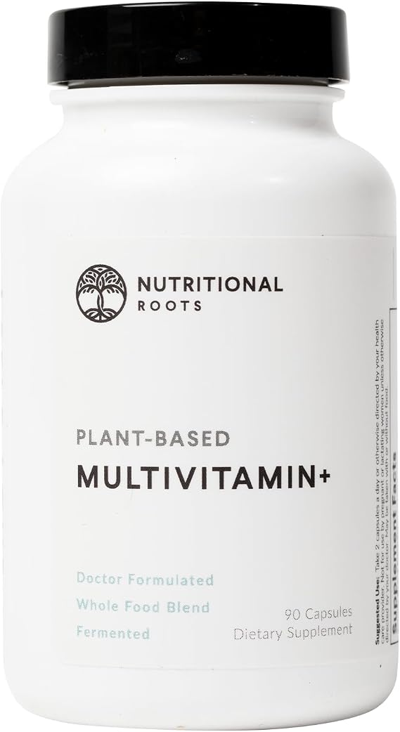 Nutritional Roots Multivitamin+, Award-Winning Plant-Based (Vegan) Multivitamin, Organic Vegetables & Herbs, Fermented Vitamins, Probiotics, Doctor's Choice, 45 Servings