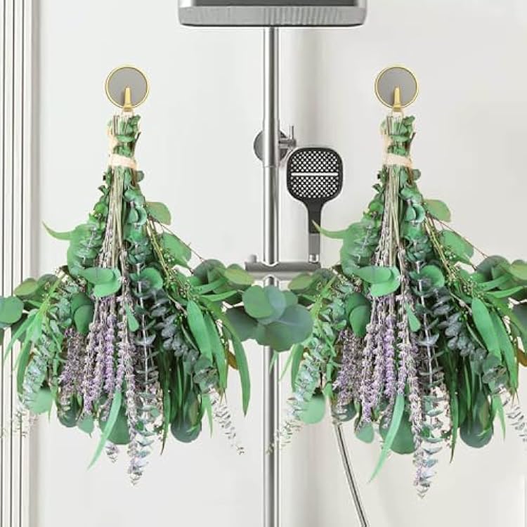 100 PCS Mix Dried Eucalyptus & Lavender Flowers Bundles for Shower, 17 Natural Real Hanging Silver Dollar Eucalyptus Leaves Stem, Fresh Shower Plants, Fragrance, Wedding Decor