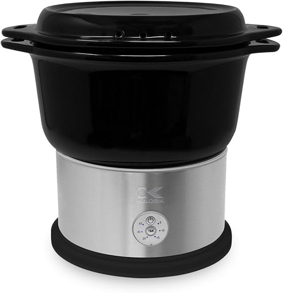 Kalorik All Natural BPA Free Ceramic Food Steamer, DG 44815 BK, Prepare Healthy Meals with Smart Digital One-touch Control, 4.5 Liter, Black