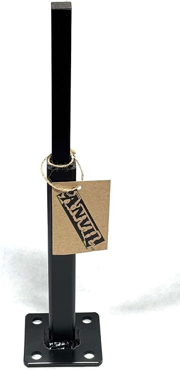 Anvil No Welding Repair 1" Rusted Out Black Iron Step Railing Posts 6" Mount Slips Inside Rails one inch Square Hollow Post Handrail Bracket w/ 3" Square Base Plate Black Paint w Concrete Anchors