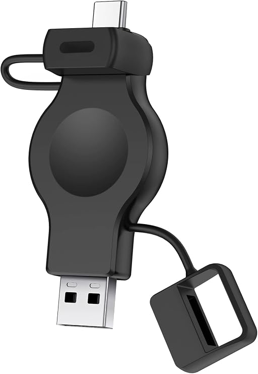 NEWDERY Portable Charger for Apple Watch Wireless Charge for iWatch with USB-A & USB-C Fast Charging Magnetic Cordless Travel Charger for Apple Watch Ultra2/1 Series 9, 8, 7, SE, 6, 5, 4, 3, 2, Black