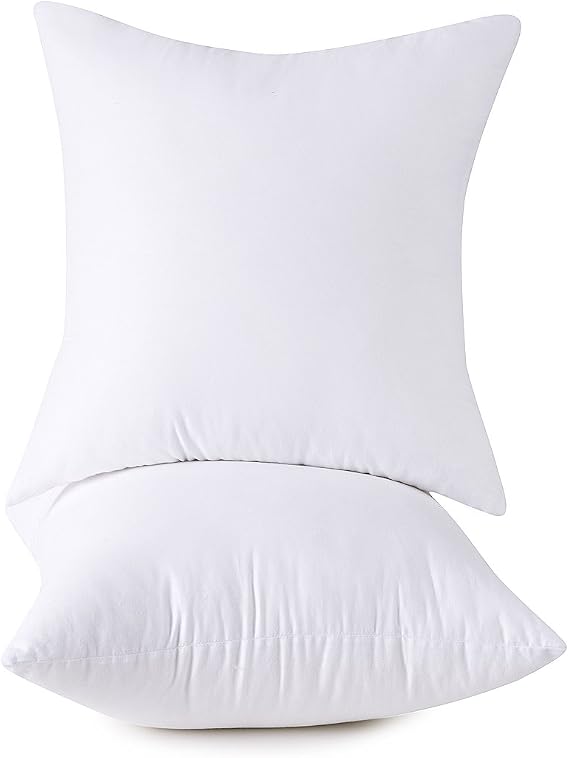 Set of 2, Cotton Cover Down Alternative Decorative Throw Pillow Insert, Square, 26x26 Inch