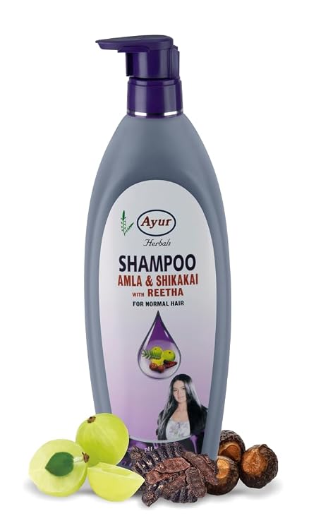 Ayur Herbal Shampoo Amla & Shikakai with Reetha for Normal Hair | 500 Milliliter 16.91 Fluid Ounce