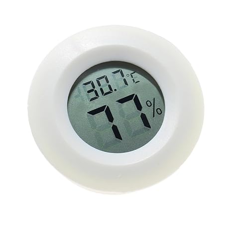 Digital Temperature and Humidity Thermometer Hygrometer for Home Office and Pets Small Round Shape Easy to Mount Celsius Display White