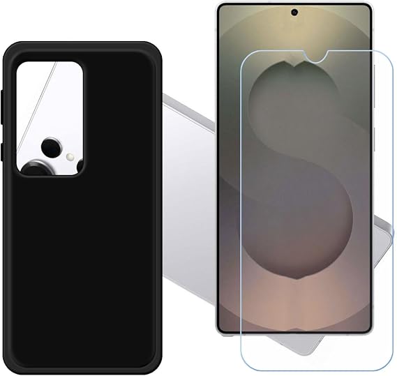Black Cover for MMY I25 Ultra + HD Tempered Glass, Silicone Shell TPU Bumper Protective Back Case - Scratch Screen Protector for (6,9")