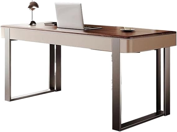 Workstations Modern Minimalist Luxury Solid Wood Desk Saddle Leather Walnut Study Bedroom Home Writing Desk Office Desk Office Desk(120x60x75cm)