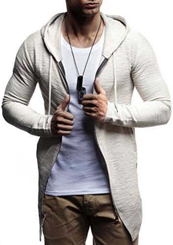 Leif Nelson Mens Oversized Hooded Long Jacket | Modern Stylish Longsleeve Full Zip Hoodie Sweatshirt