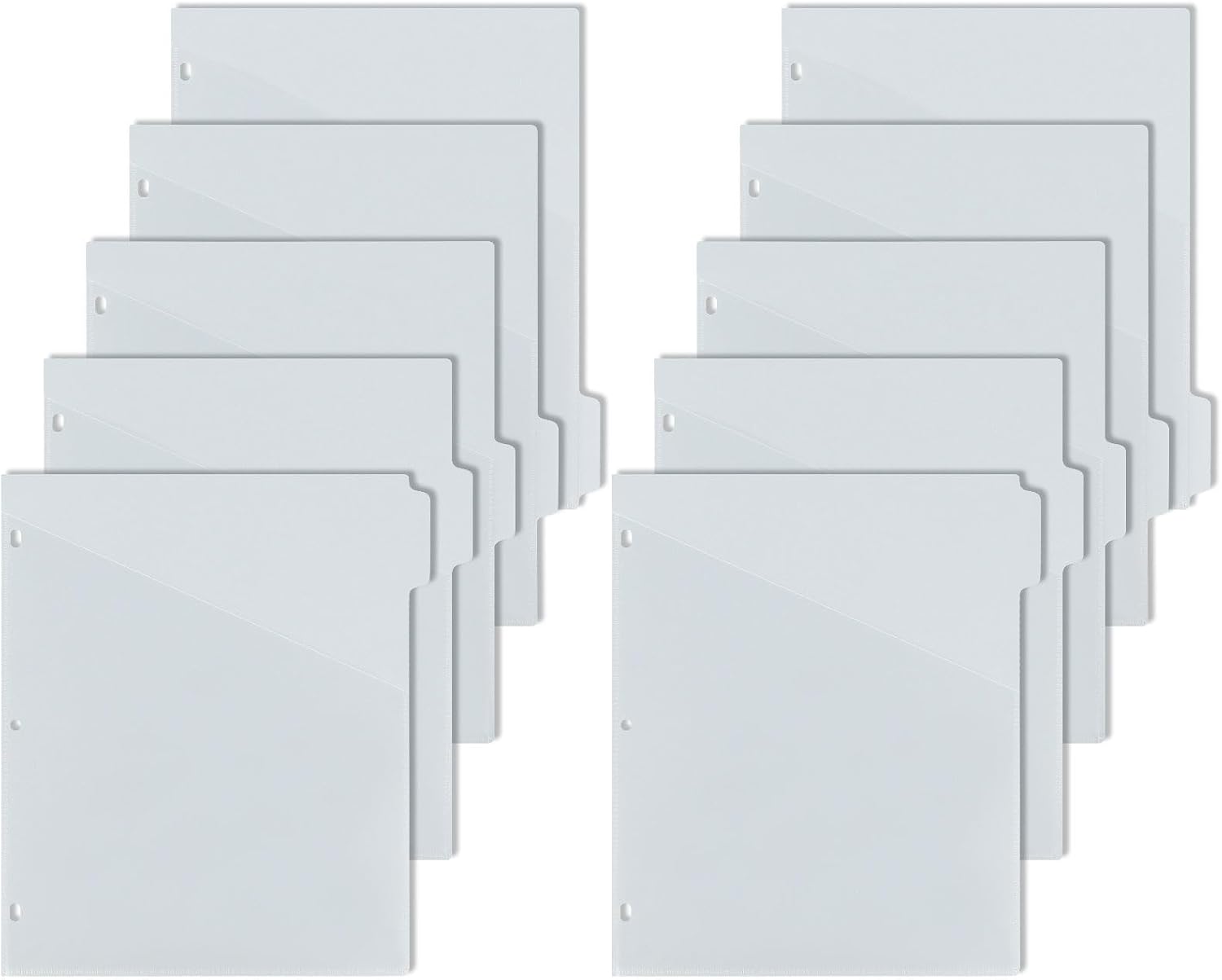 Koqye 5 Tab Dividers for 3 Ring Binder with Pockets, Plastic, Letter Size, Grey