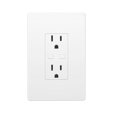 Smart WiFi in-Wall Outlet Switch 2 Individually Outlets Works with Timer Function Compatible with Alexa and Google Assistant BN-LINK