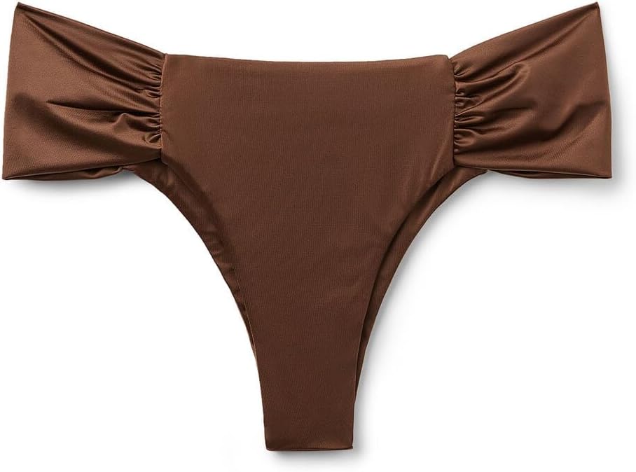 CALZEDONIA Shiny Satin Draped Brazilian Swimsuit Bottom