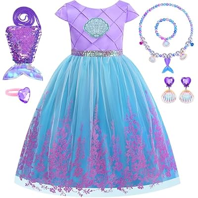 Mermaid Dress for Girls Princess Costumes for Halloween Cosplay Fancy Dress Up Party Birthday Outfit