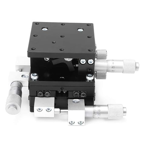Manual Linear Stage, XYZ 3 Axes Trimming Platform 60 X 60mm Precision Positioning Sliding Table with Plated Knob, for Optical Laboratory Measurement Machinery