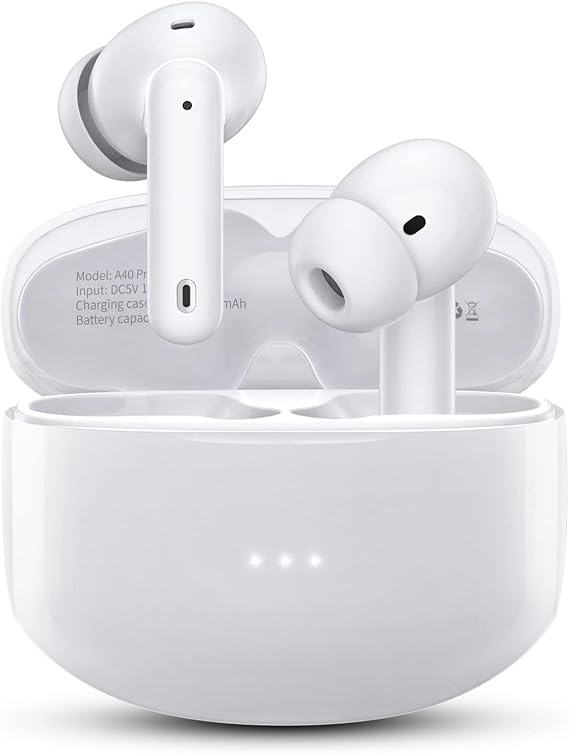 XIAOWTEK A40 Pro Wireless Earbuds, 50Hrs Playtime Bluetooth Earbuds Built in Noise Cancellation Mic with Charging Case, Bluetooth Headphones with Stereo Sound, IPX7 Waterproof Ear Buds for Phone