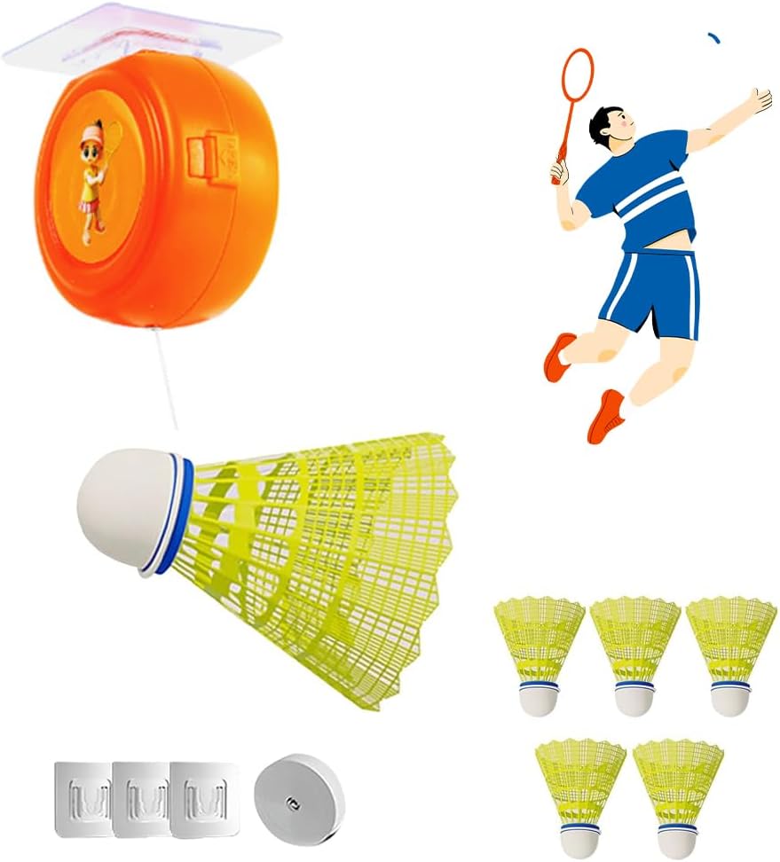 Badminton Rebound Trainer Portable Badminton Trainer Training Aid Badminton Badminton Single Player Rebound Trainer Badminton Self-Learning Device for Badminton Courts, Garden, Parks, Living Room