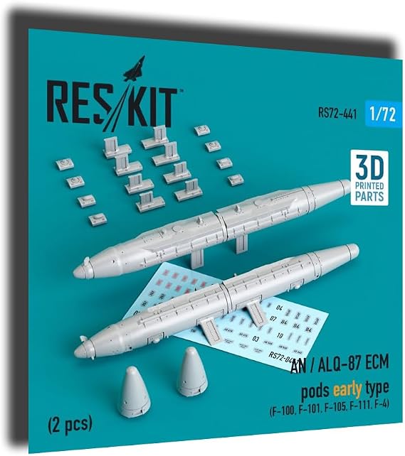 Reskit RS72-0441 1/72 an/ALQ-87 ECM pods Early Type (2 pcs) (F-100, F-101, F-105, F-111, F-4) 3D Printing
